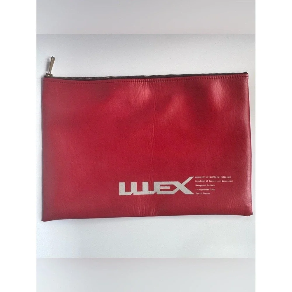 VTG 80s Portfolio Red Pleather U of Wisconsin-Extension Business Correspondence